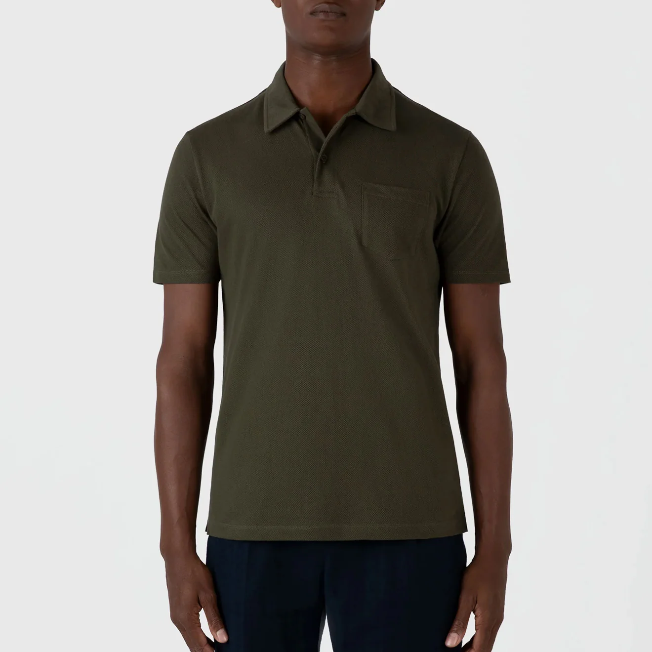 Sunspel Riviera Polo Shirt Pine Green - Image 2