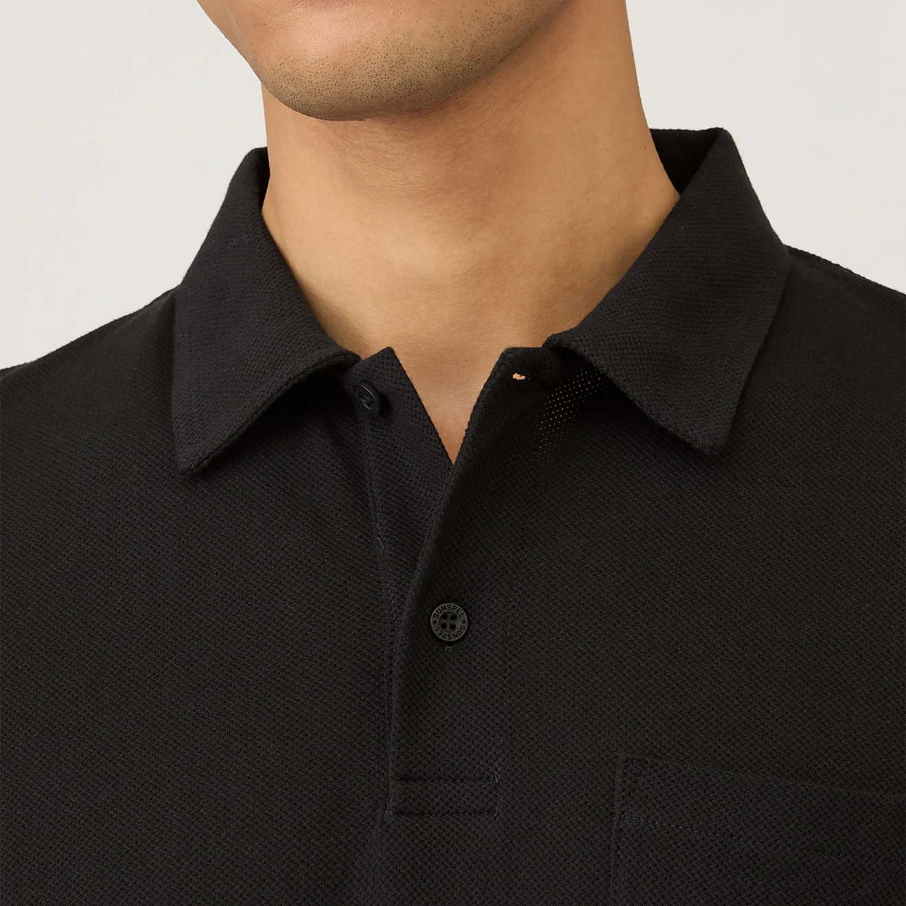 Sunspel Riviera S/S Polo Shirt Black - Image 4