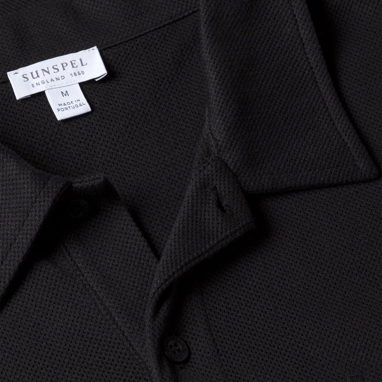 Sunspel Riviera S/S Polo Shirt Black - Image 5