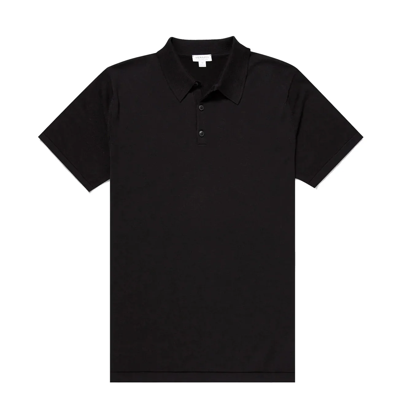 Sunspel Sea Island Cotton Polo Shirt Black