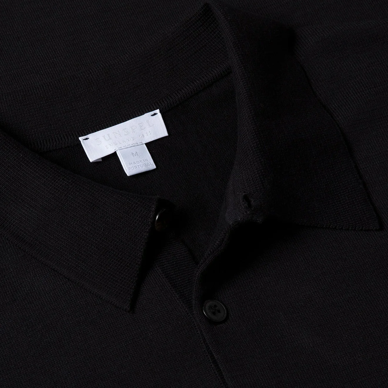 Sunspel Sea Island Cotton Polo Shirt Black - Image 2