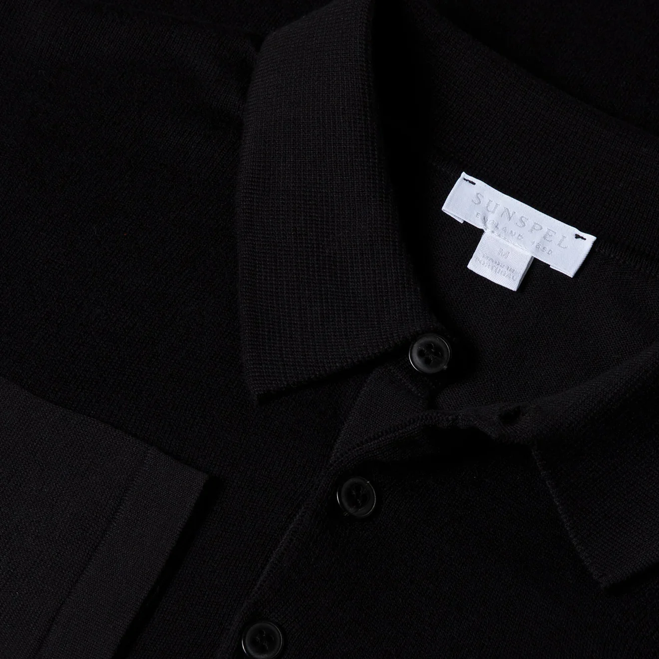 Sunspel Sea Island L/S Polo Knitwear Black - Image 4