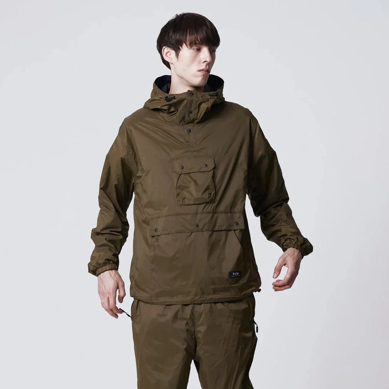 Taion Mountain Non Down Reversible Hooded Jacket Dark Olive / Dark Navy - Image 5