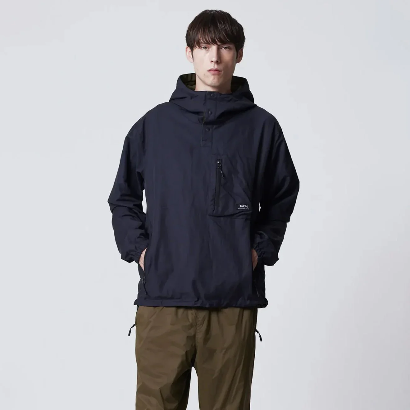 Taion Mountain Non Down Reversible Hooded Jacket Dark Olive / Dark Navy - Image 6