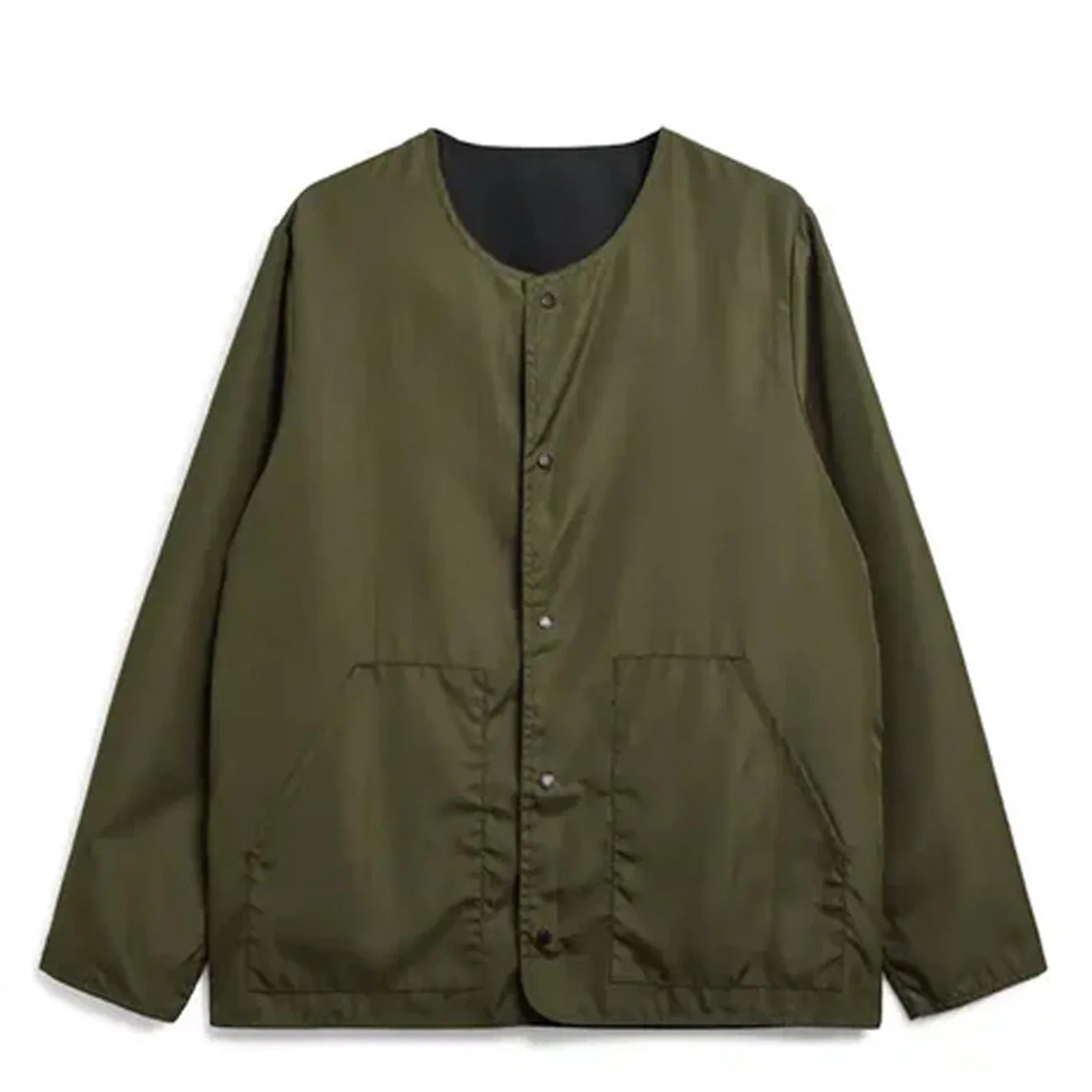Taion Non Down Military Reversible Crew Neck Cardigan Black - Image 2