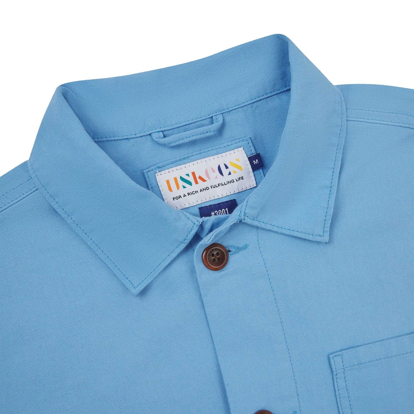 Uskees 3001 Buttoned Overshirt Powder Blue - Image 3