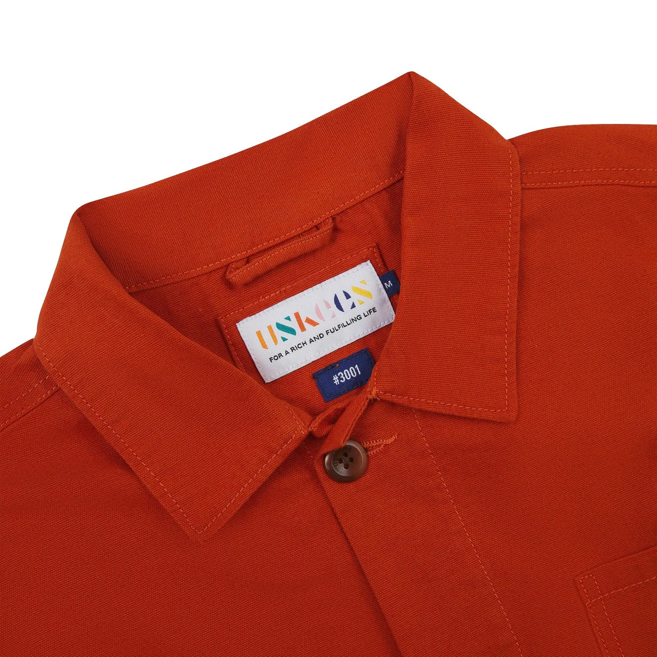 Uskees 3001 Buttoned Overshirt Rust - Image 3