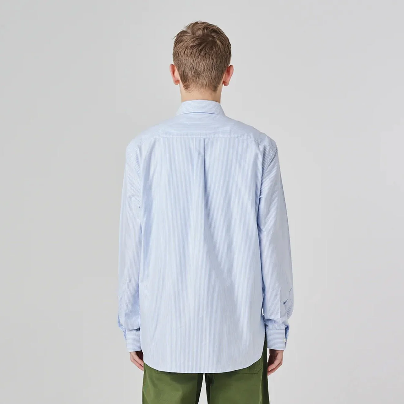 Uskees 6013 Long-sleeve Oxford Shirt Baby Blue Pinstripe - Image 5